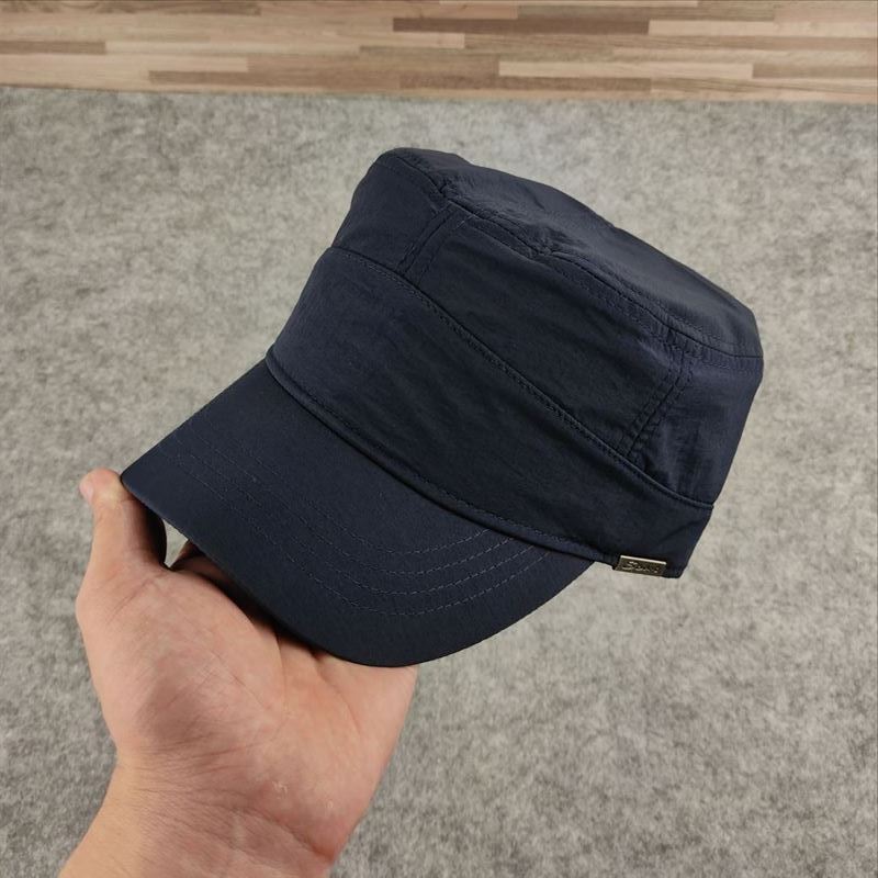 Fabric Flat Top Hat European and American Style Big Head Circumference Men's Hat Casual Fashion Deepening Military Hat One Piece Hair