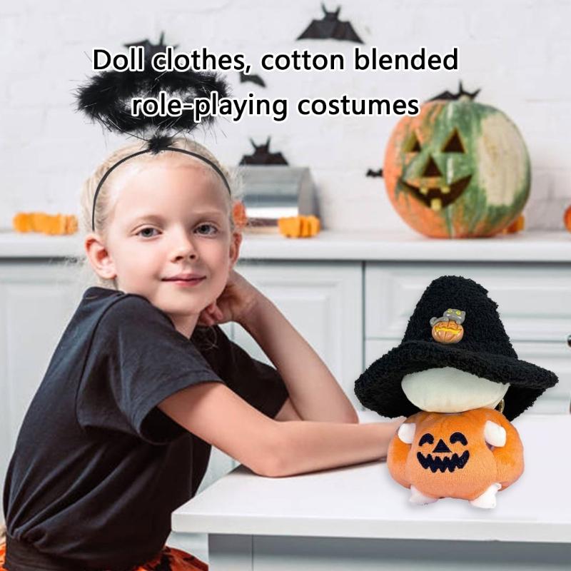 Halloween Doll Pumpkin Top For 15-17cm Toy Elegant Wizard Hat And Pumpkin Top Perfect For Photo Props Display