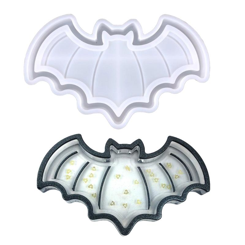 Fruit Wine Cup Tray Mold Halloween Pumpkin Bat Silicone Epoxy Resin Coaster Mold Used To Make Agate Pieces Coasters