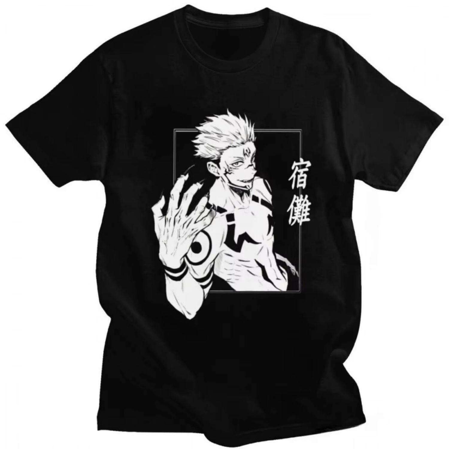 

2026 Summer New Purecotton Jujutsu Kaisen Anime Character Pattern Loose Leisure Short Sleeve Tshirt Round Fashion Loose Shirt S