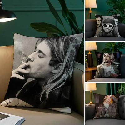 Rock K-Kurt Cobain Párnahuzat Plüss Szövet Puha Párnahuzat Kétoldalas Nyomtatás Kanapé Párnahuzat Díszpárna