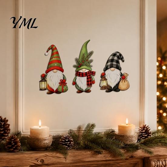 Christmas Wall Decals Gnome Stickers, Removable PVC Waterproof Decals, Self-Adhesive Goblin Easy Peel Art And Stick Decor for Holiday Home Living Room