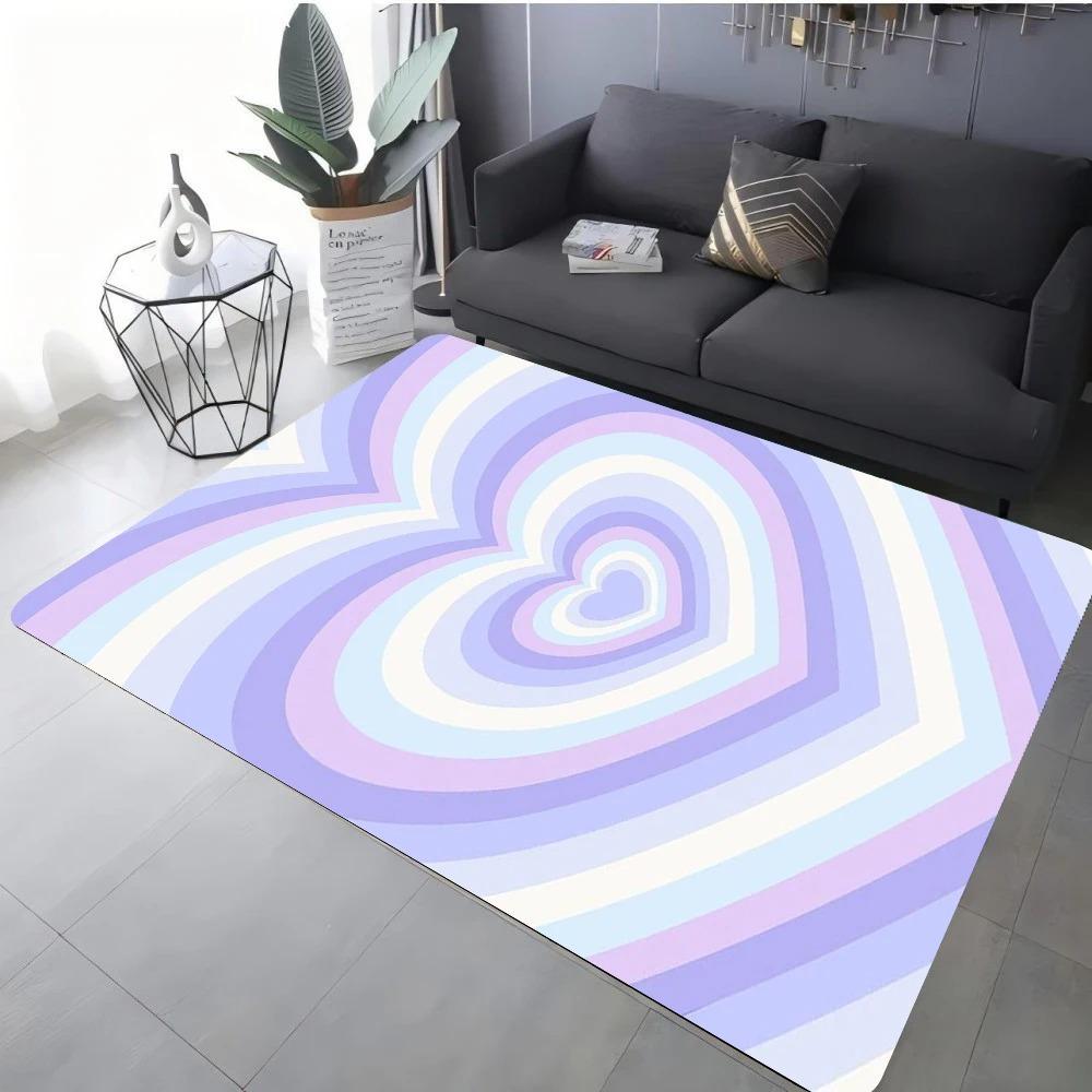 Modern Star Heart Print Rug For Living Room Sofa Bedroom Floor Non-Slip Cozy Home Decor Gift
