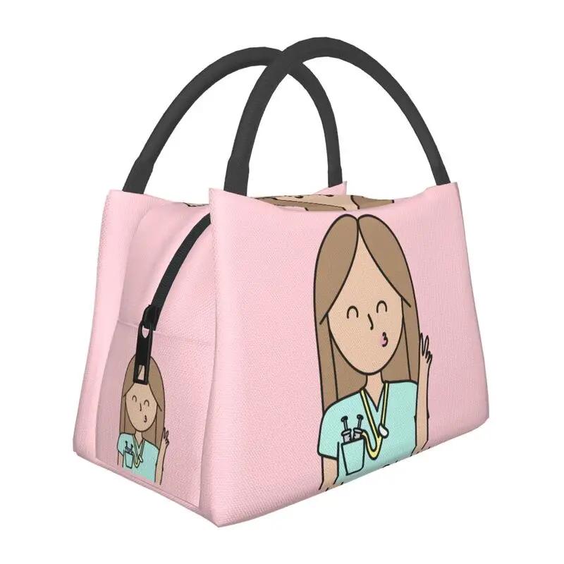 Benutzerdefinierte Krankenschwester in Not Cartoon Arzt Krankenschwester Isolierte Lunchtaschen für Tragbare Thermokühltasche Lebensmittel Lunchbox Camping Reise