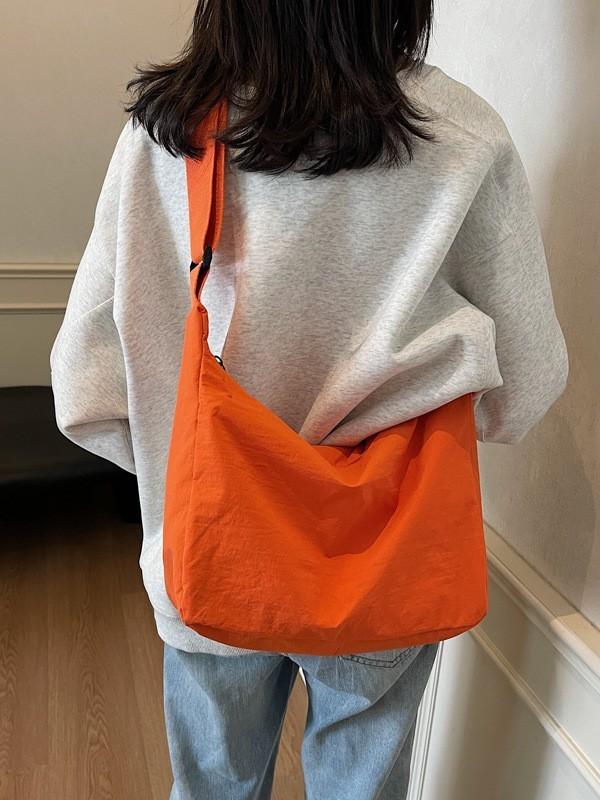Nylon Sling Bag For Women And Girls With Large Capacity And Zipper Closure For Daily Use