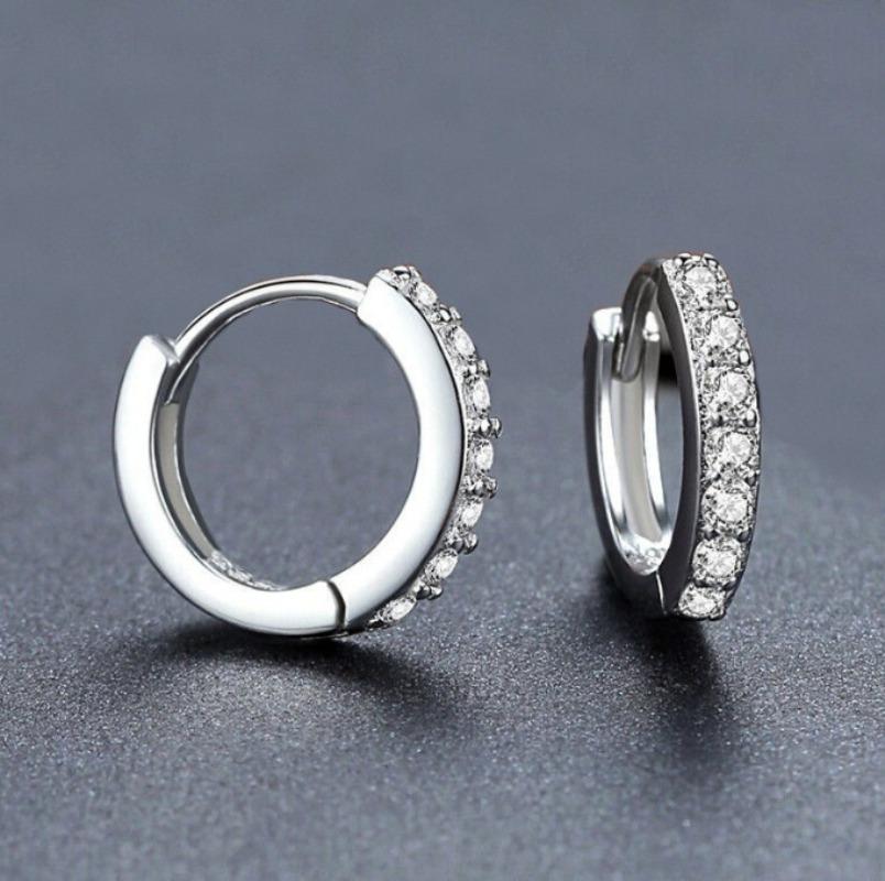 925  Silver Shining Zircon Earrings for Women Vintage Simple Round Circle Hoop Earrings Designer Party Jewelry Gifts