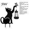 Solar Powered Garden Lights Black Cat Lantern, Stake Light, Waterproof Gnome Frog Retro Style Courtyard Decor Statue, Outdoor Lamp for Front