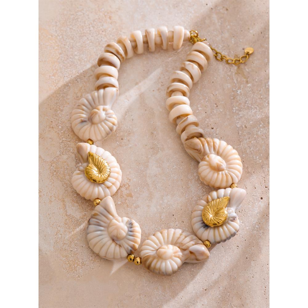 Eetit Ocean Style Resin Acrylic Conch Chain Necklace Summer Handmade Jewellery Stainless Steel Arrivals Fashion Jewelry
