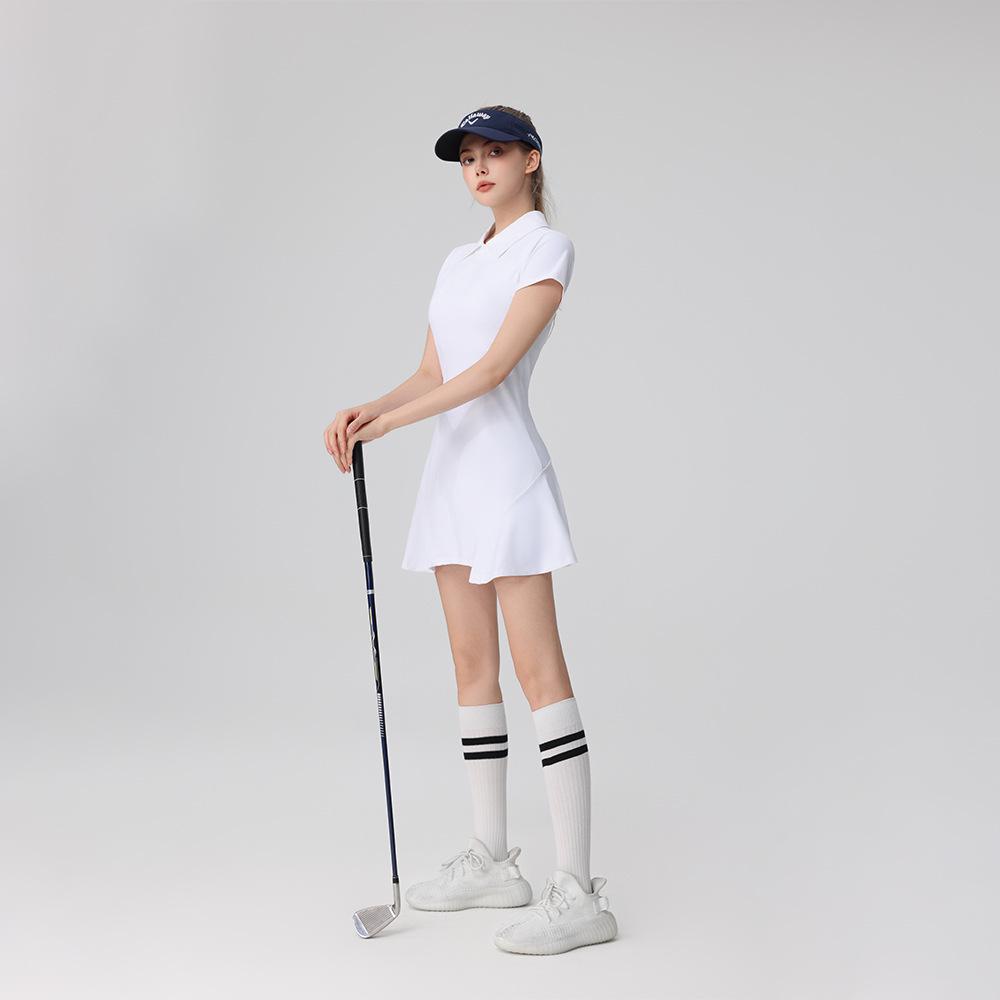 Vestido Polo de Tênis e Golfe Feminino Bingse com Bojos no Peito e Shorts - Ajuste Slim, Manga Curta