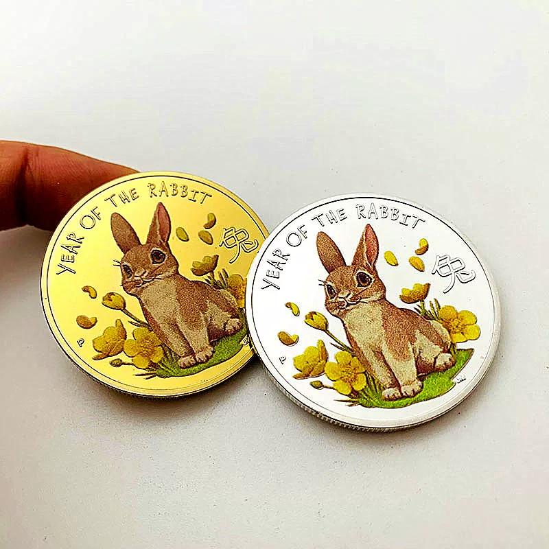 2023 Australian Zodiac Rabbit Baby Silver Plated Color Printing Commemorative Medal Gold Coin for the Year of the Birth and New Year Coins
