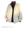 Reversible Stand Collar Unisex Jacket, 2025 Spring/Autumn, American Plus Size, Loose Fit, Casual Windproof Design.