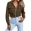 Women's Fashionable Solid Color Long Sleeved Buttoned Pocket Casual Lightweight Cotton Jacket