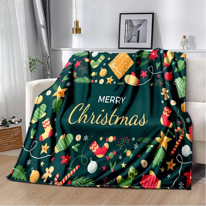 Desene animat Moș Crăciun Pom de Crăciun Fericit Cadou pentru copii Pătură moale de pluș, pătură de flanel Pătură pentru sufragerie dormitor canapea