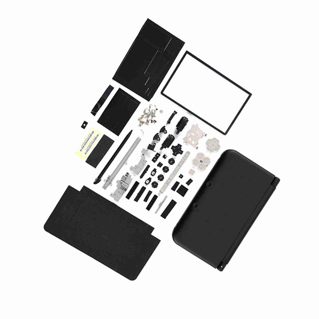 Full Housing Case Cover Shell Repair Parts Complete Replacement Kit for Nintendo 3DS XL Black