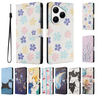 Leather Book Case On For Huawei Pura 80 70 Pro Plus 80 Ultra P60 P50 P40 P30 P20 Pro Lite P60 Art Wallet Flip Cover Holder Stand
