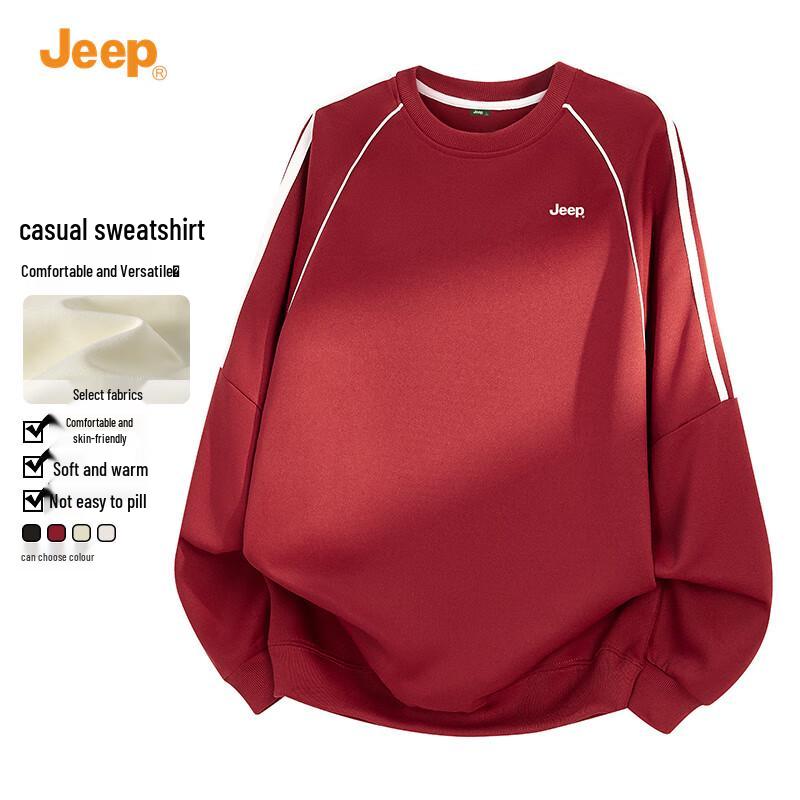 

JEEP Men s 2025 Autumn Casual Crew Neck Solid Color Pullover Sweatshirt XL