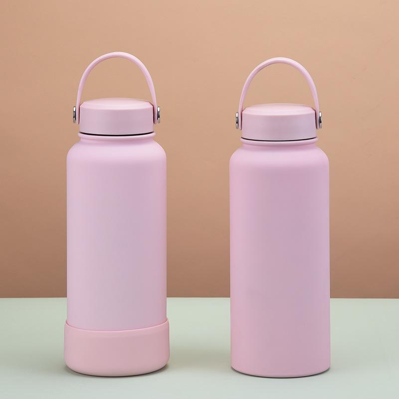 1L Large-Capacity Thermos Cup With Non-Slip Bottom, Portable Outdoor Sports Kettle, Frosted Water Cup