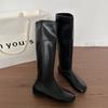 Street Style Cosy Soft Leather Women Knee High Boots Fashion Elegant Square Toe Shoes Women'S Stretch Slim Knight Long Booties