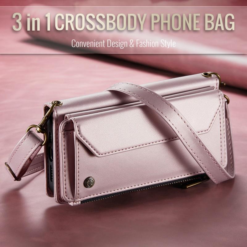 Multi-Functional Leather Crossbody Case for Samsung A72/A12/A13/A24/A33/A57 with Card Slot and Shoulder Strap