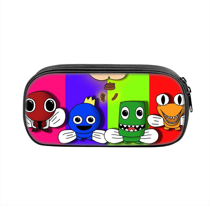 Rainbow Friends Cartoon Pencil Case With Durable Nylon Material Large Capacity School Storage