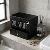 Wooden Tampon Holder with Lid Bathroom Pad Container Black Storage Box Feminine Product Organizer Moistureproof Small Bathroom