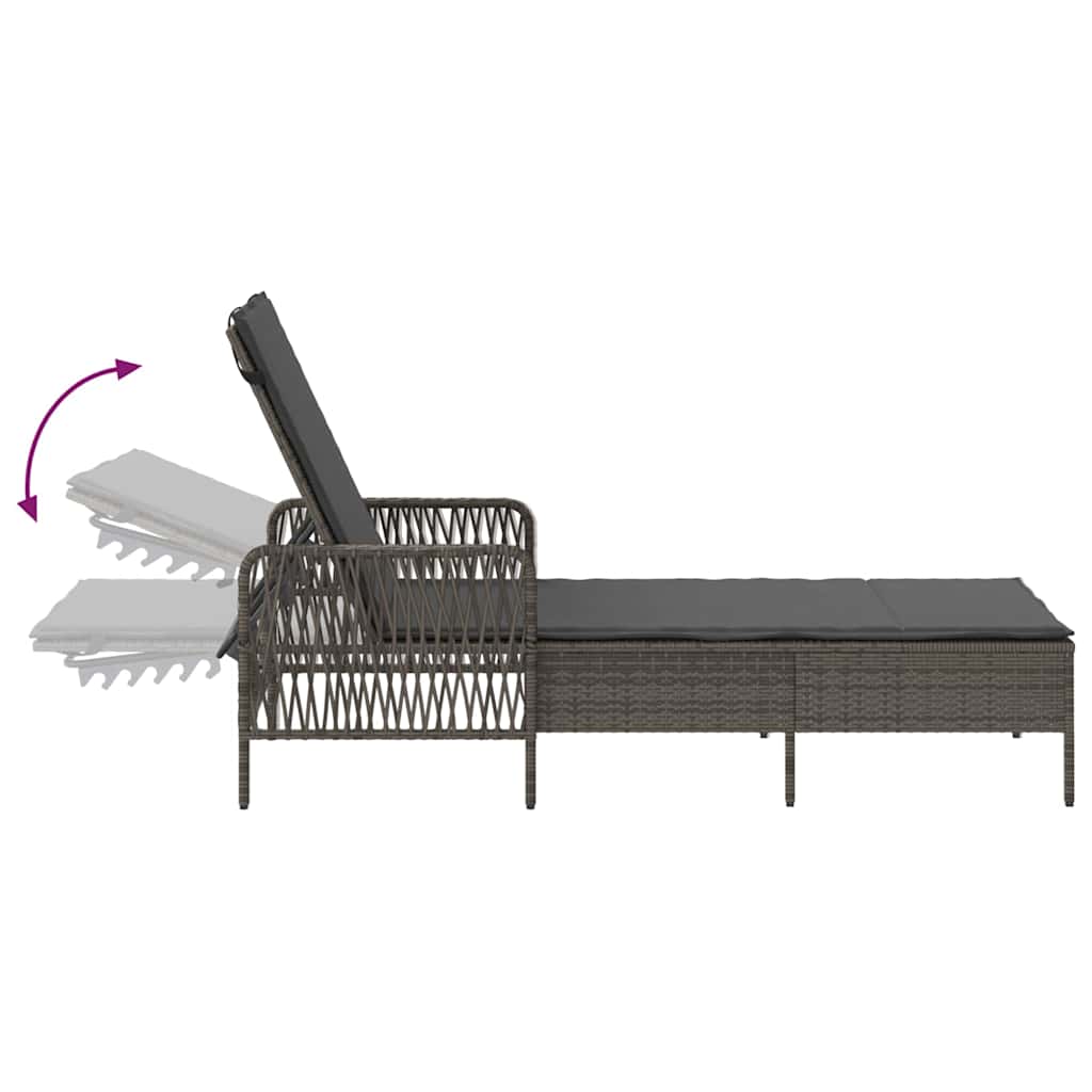 Sun Lounger Set 3 pcs Grey and Dark Grey 55 x 200 x 92 cm
