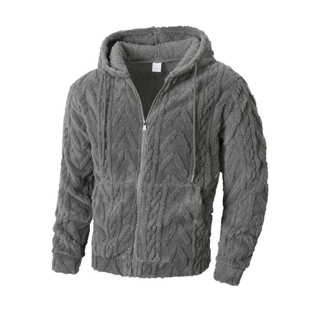 Mens Elegant Leisure Casual Plush Hooded Jacket European Style 2025 Winter Classic Basic Tops Outerwear Men Slim Comfy Jackets