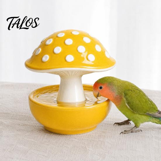 Talos Mushroom Bird Feeding Bowl, No Mess Pet Cage Feeder, Covered Food or Water Bowl for Small Animals Budgie Cockatiel Hamster