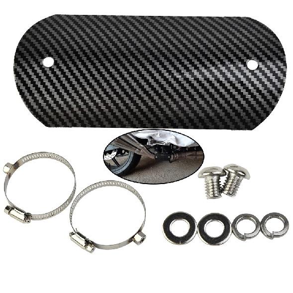 1*Muffler Heat Guard With Clamp Exhaust Pipe Head Shield Cover Carbon Fiber Look
