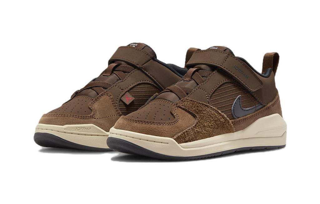 Jordan Air Jordan 1 Leather Versatile Anti kick Low top Kids Lifestyle Shoes Brown Children Aged 3 7 Years Old DX4398-200
