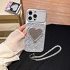 Apple 17 Pro Max High-End Rhinestone Mirror Stand Case for Women - Drop-Proof, Stylish Fit for 16 Pro and 15/14/13 Series.