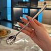 Stainless Steel Round Spoon Net Red Golden Dinner Long Handle Stirring Dessert Spoons For Kitchen Accessories Gadgets