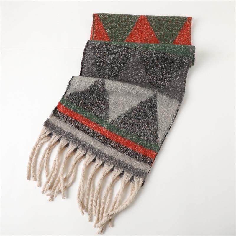 Geometry Designer Winter Warm Women Scarf Imitation Cashmere Thicken Shawl Pashmina Scarves Female Wrap Blanket Foulard Tassels