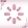 24 Pcs Short Square Stick on Nail Glittering Full Cover False Nail Purple Press On Nail Manicures Supplies for Woman