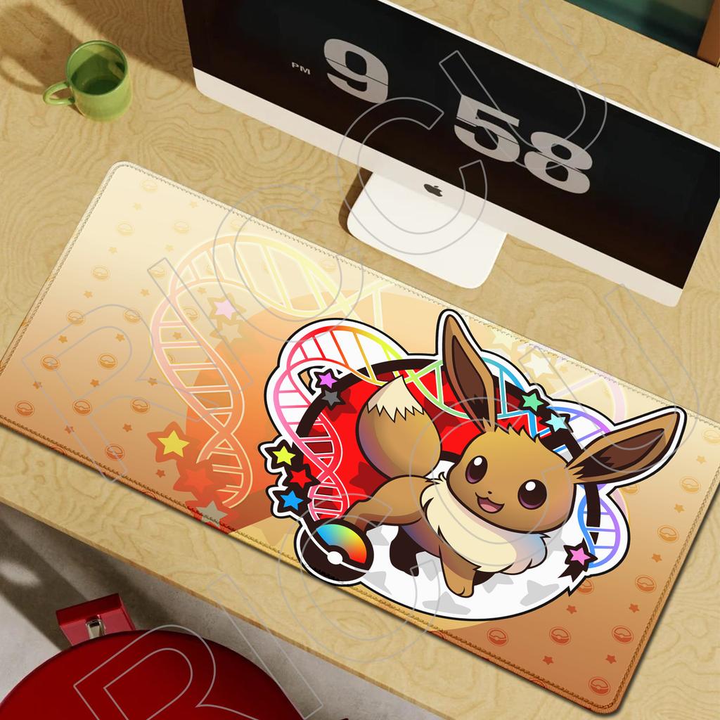 XXL Kawaii Mouse Pad Pokemons Eevee Computer Speed Type Mat for Esports Players Lock Edge Keyboard Pad Mousepad Office Desk Mat