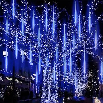 8Pcs Meteor Shower Rain Lights High Brightness Energy-saving Waterproof Outdoor Icicles Christmas Lights Party Decorations