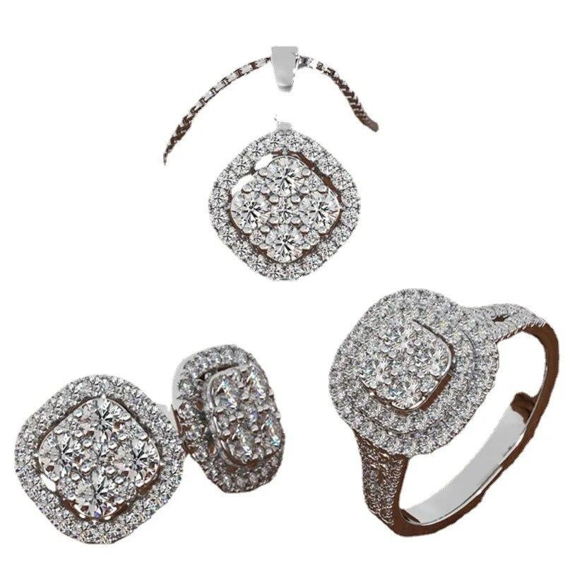 European and American Cross-Border New Style Eight Hearts and Eight Arrows Engagement Ring Earrings Necklace Three-Piece Set Wed