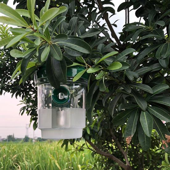 2/4Pcs Outdoor Hanging Wasp Trap Solar Powered Hornet Bee Catcher with UV LED Light Reusable Outside Garden Patio Yellow Jacket Trap Bottle
