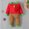 Strój Świętego Mikołaja na Boże Narodzenie Ubranka dla niemowląt Chłopcy Dziewczynki Pluszowy Pasiasty Kaptur Kombinezon na 0-24 Miesiące