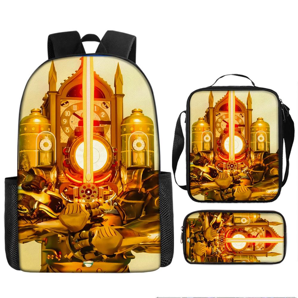 Toilet Man Backpack Trendy Backpack European and American Retro Schoolbag Cartoon Backpack Three-piece Set