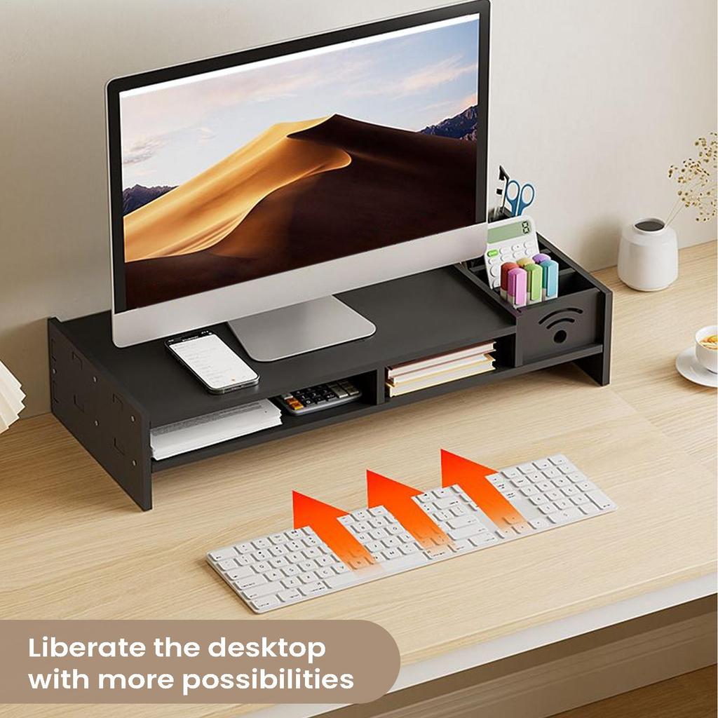 Desk Monitor Stand 2-Tier Ergonomic Shelf 4.3 Inch Height Monitor Riser with Storage Organizer for Home Laptop PC TV Work Table