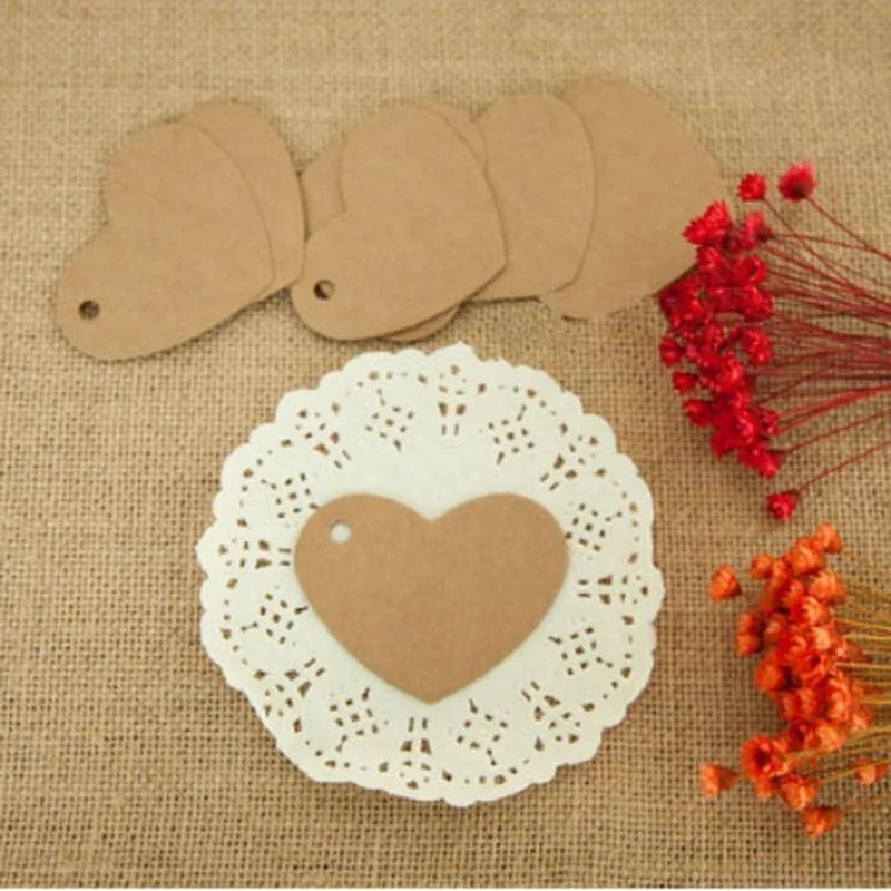 New 100Pcs Heart Shape Hang Tag DIY Gift Tags Christmas Decoration Cards Gift Wrapping Paper Labels Scrapbooking Home Supplies