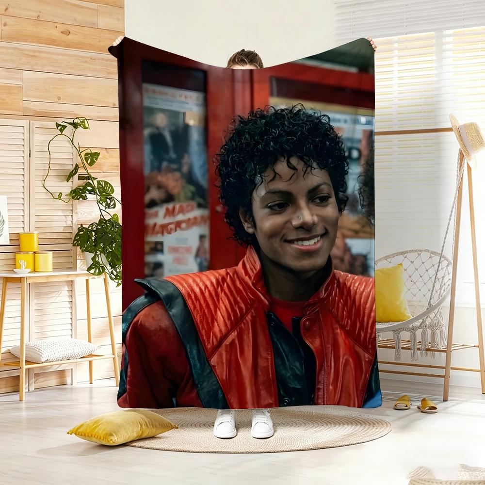 Kpop M-Michael Jackson Throw Lightweight 240G Flannel Blanket Soft Skin-Friendly For Summer Cooling