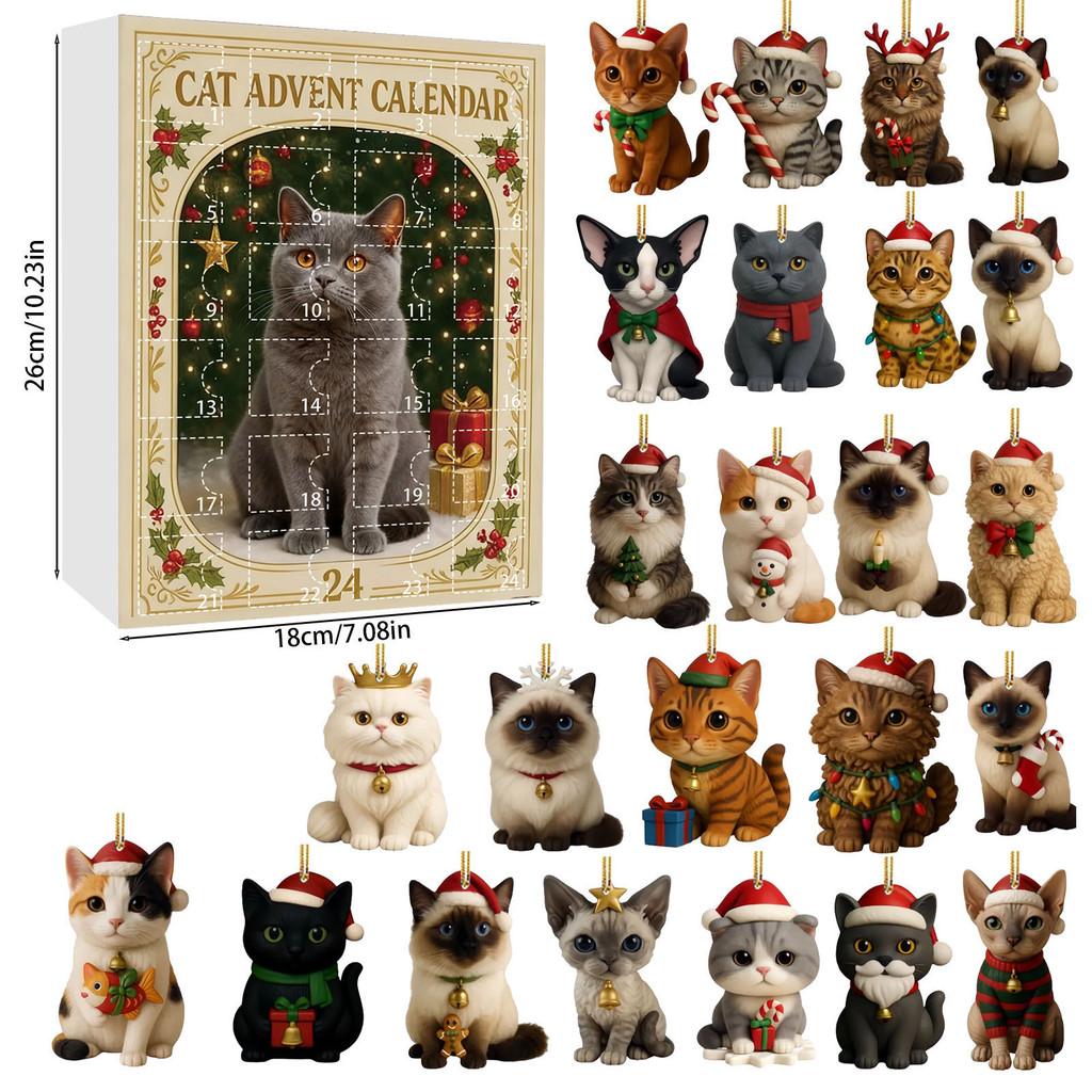 Christmas Cat Acrylic Advent Calendar With 24 Decor Slots For Holiday Celebrations