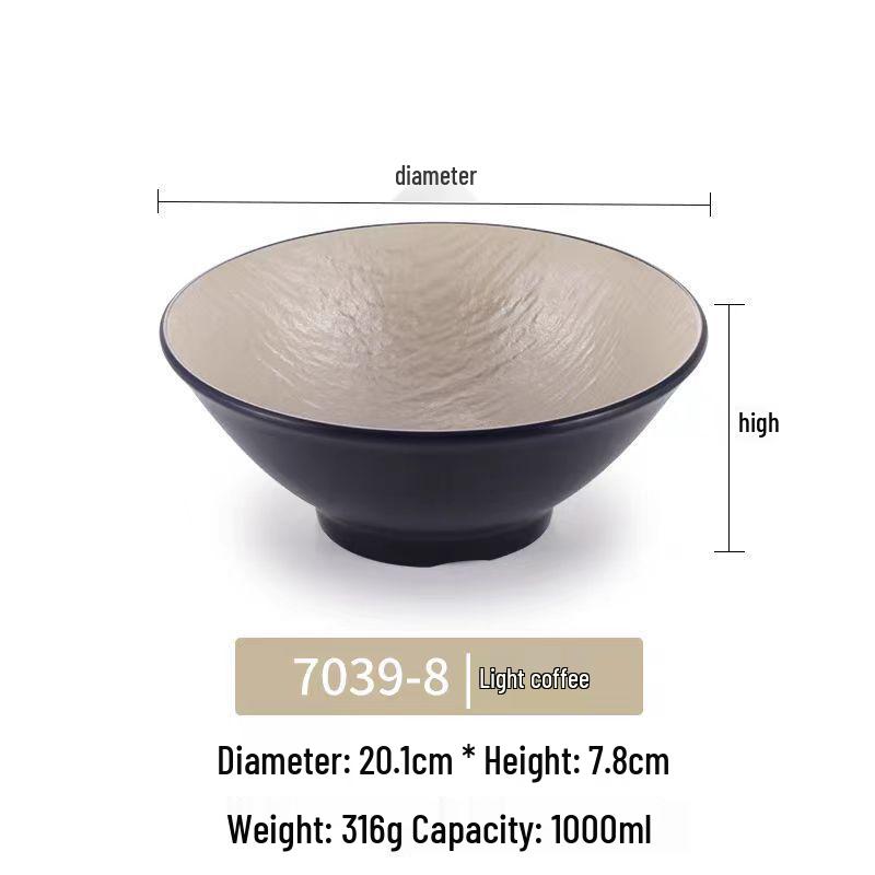 Melamine Japanese Conical Hat Bowl - Large Plastic Soup, Rice, and Noodle Bowl