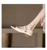Single Shoes Women's Spring and Autumn Light Mouth Soft Sole Thick Heel Low Heel Word with French Small Fragrant Style Color Matching Small Leat