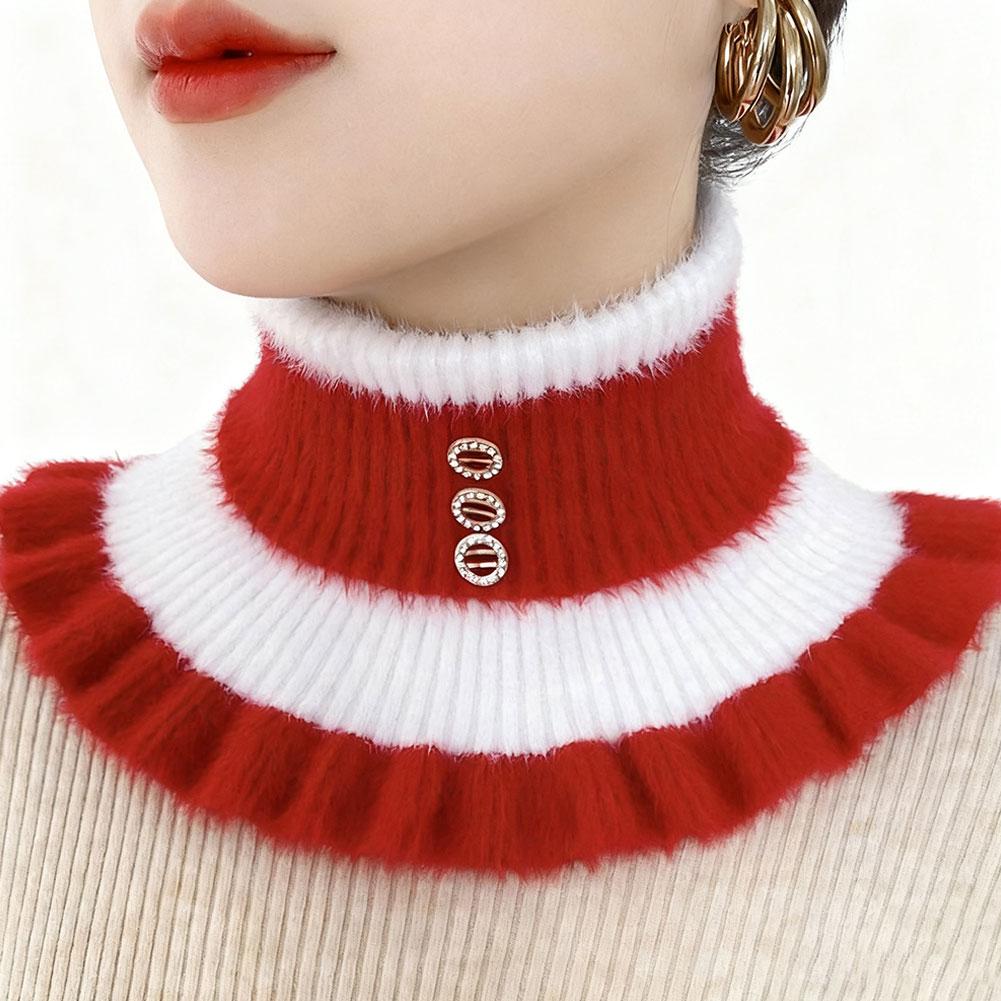 Fake Turtleneck Dickey Collar Women Half Top Mock Collar Neck Warmer Scarf Wear in Sweater Detachable Knitted Stripe Mock Collar