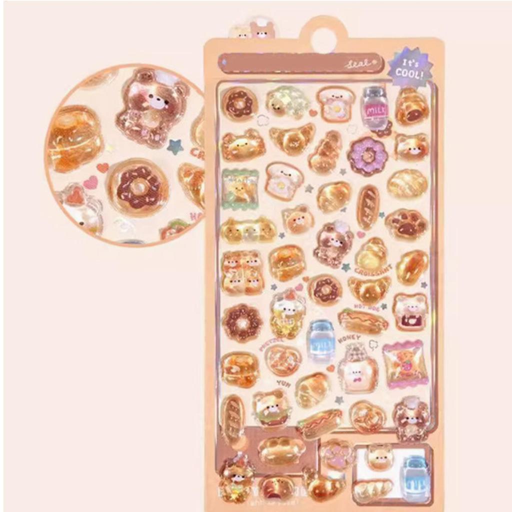 6pcs DIY Fun Animal Embossed Crystal Stickers 3D Raised Texture For Kids Classroom Reward Journal School Planner Scrapbook Diary