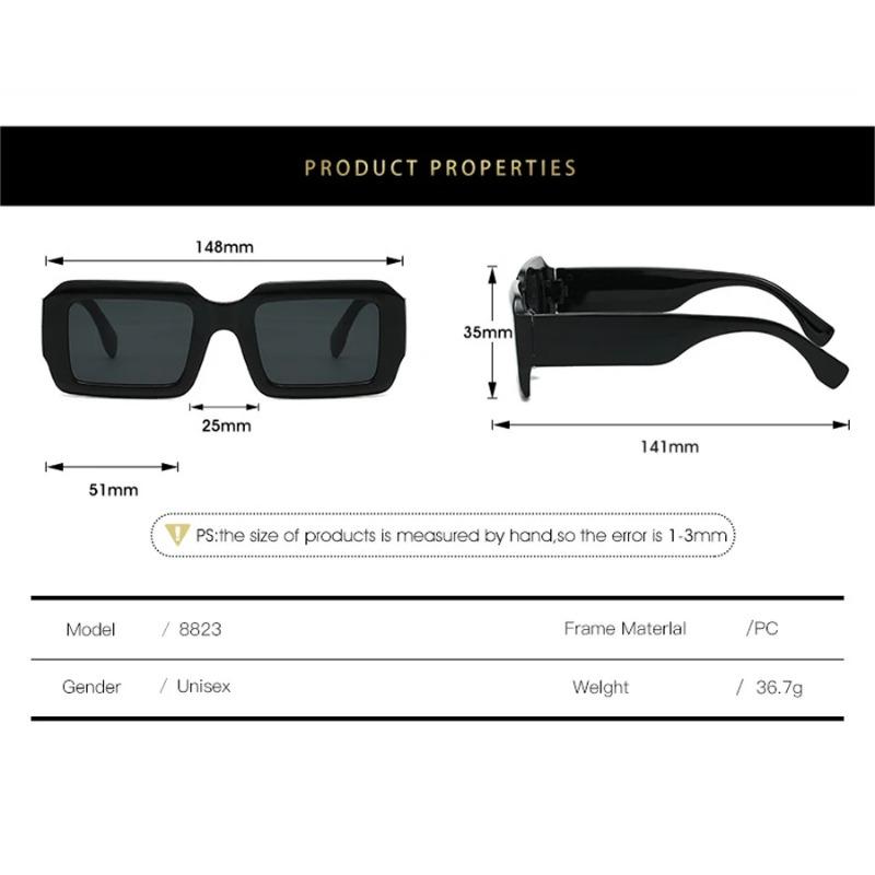 Vintage Men Rectangle Sunglasses Fashion Square Shades Eyewear Trendy Retro Women Brand Design Eyeglasses UV400