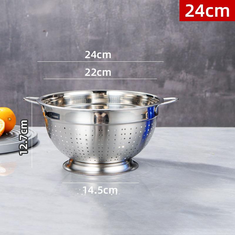 18/30cm Kitchen Washing Strainer Bowl Multipurpose Drain Basket Stainless Steel Handle Fruit Strainer Salad Vegetables Colander